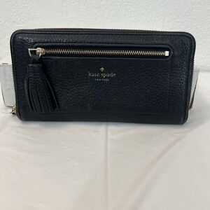 Kate Spade New York Wallet Chester Street Neda Pebbled Zip Leather Black FAIR